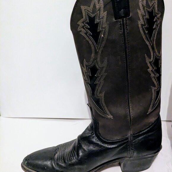 Laredo Black Leather Cowboy Boots Mens 9.5 Classic Western Rodeo Work Boots main image 5